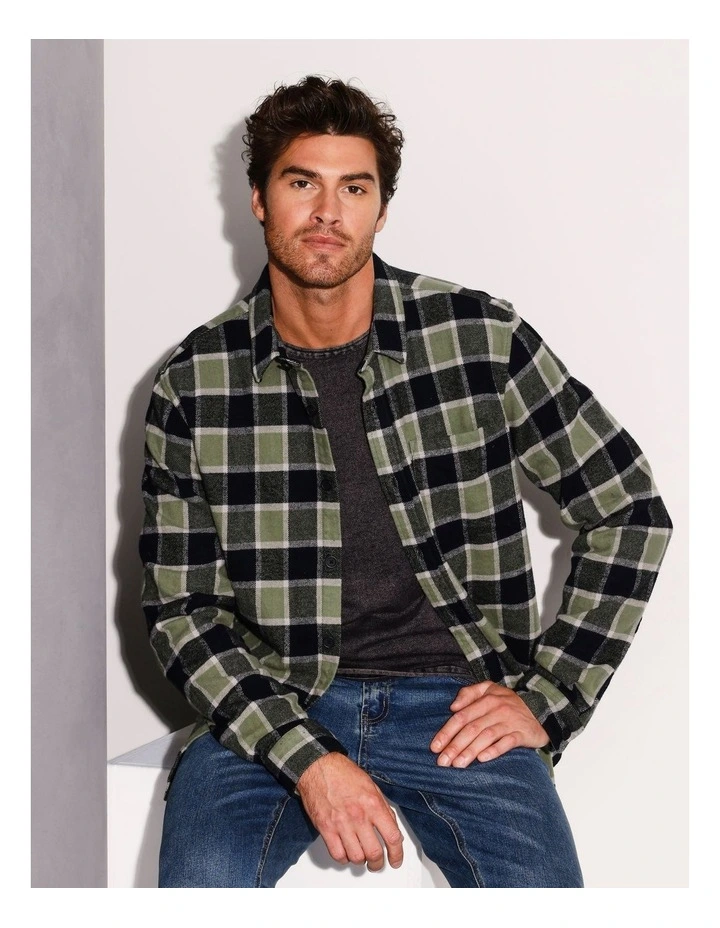 Catani Check Long Sleeve Shirt in Green