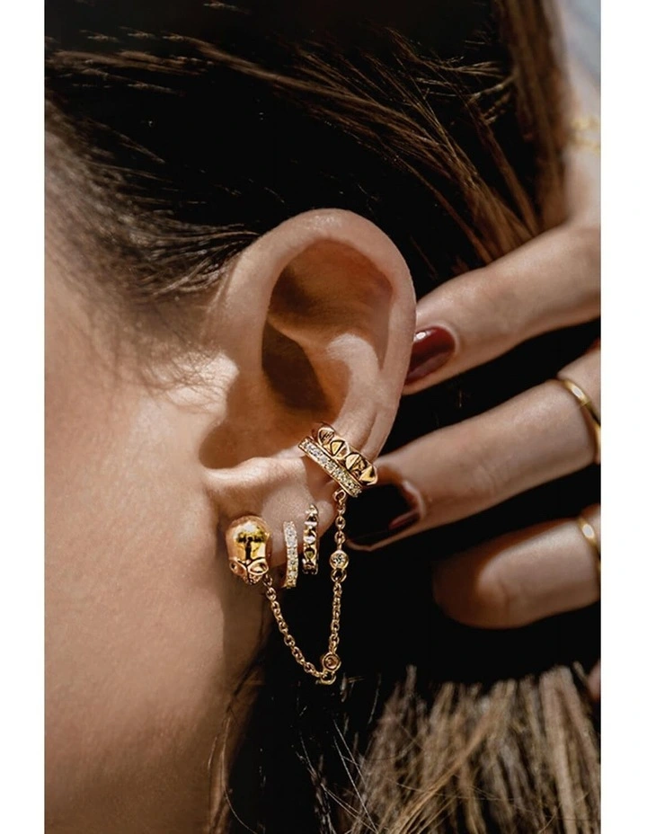 Peace Stud Ear Cuff Set in Gold