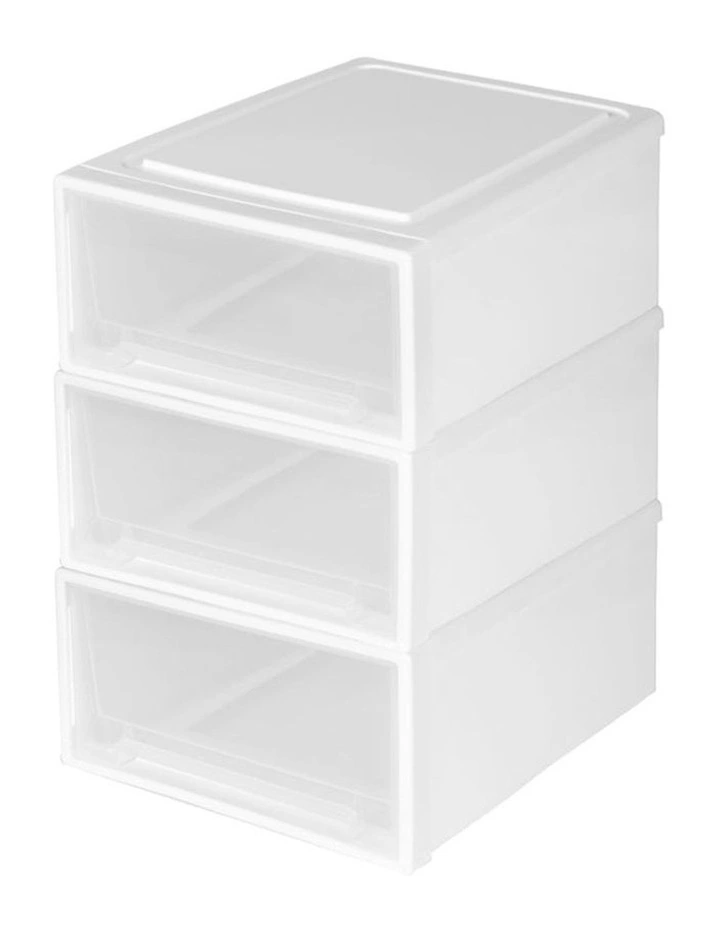 Plastic Storage Box Stackable Containers 3 Pack in Transparent