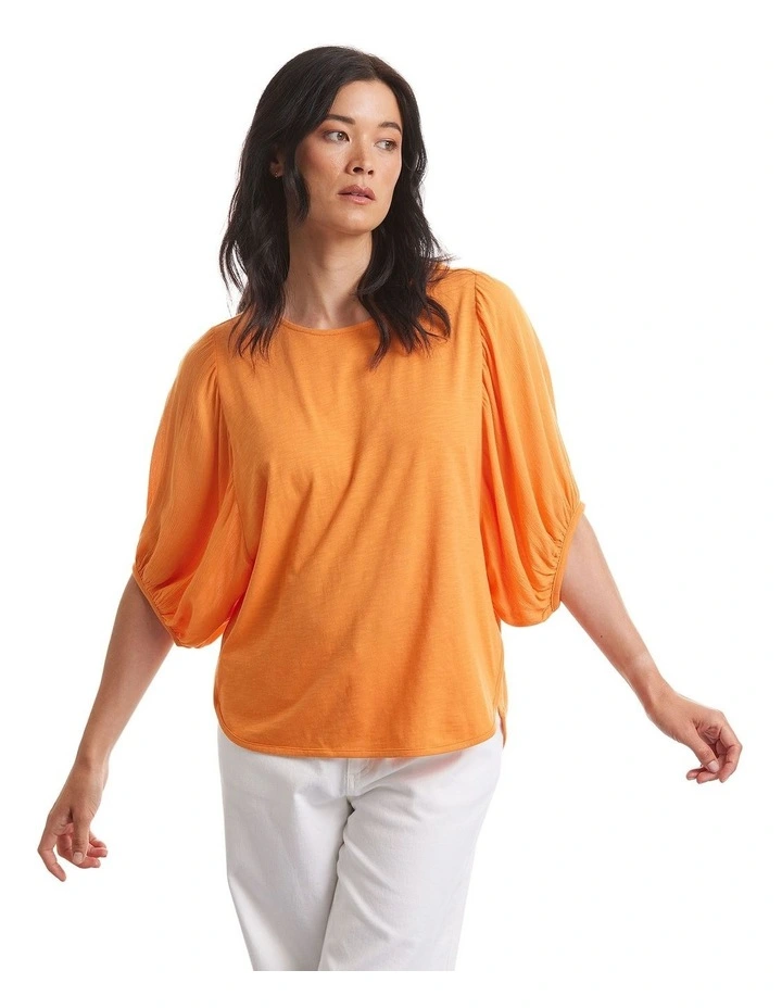 Circle Sleeve Tee in Sunrise Orange