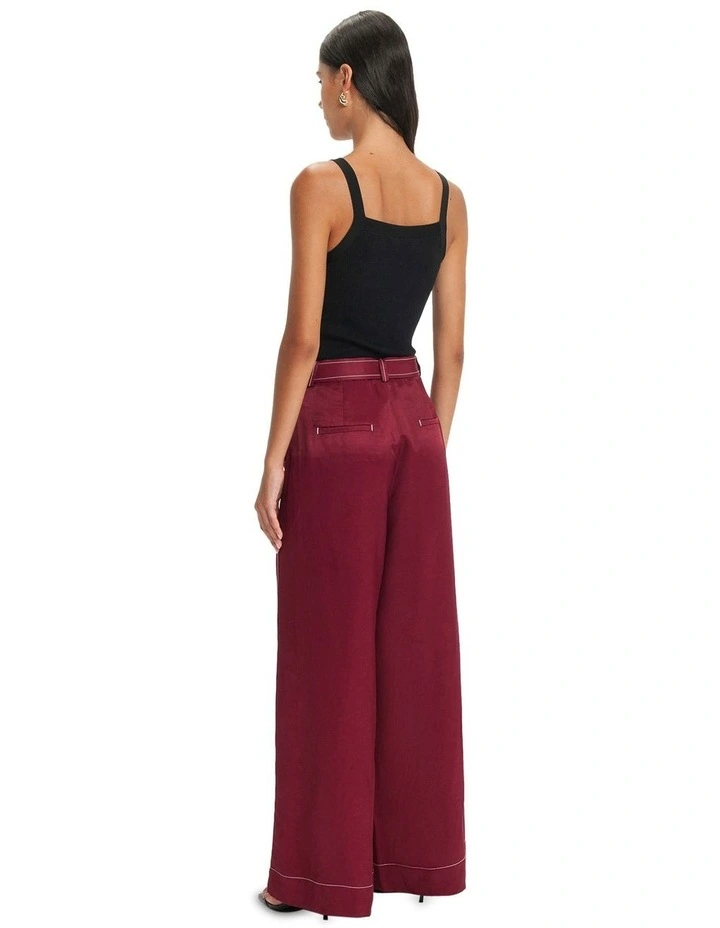 Contrast Stitch Pants in Pinot