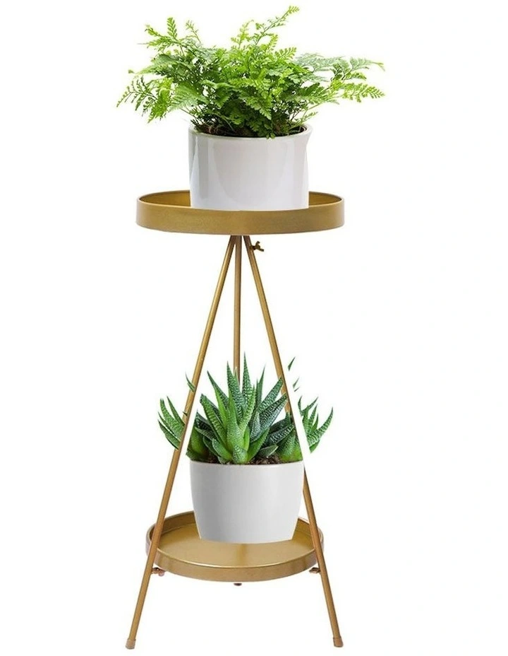 2 Tiers Outdoor Indoor Plant Stand in Gold