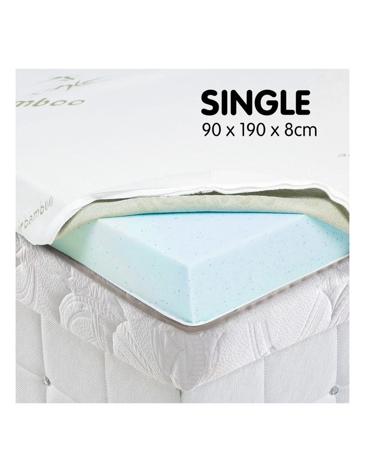 Cool Gel Memory Foam 8cm Mattress Topper Bamboo Fabric Cover Ecologic Single