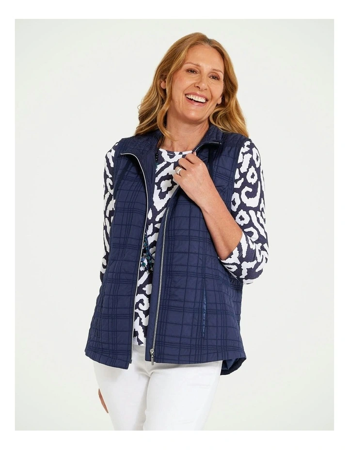 Cube Stitch Vest in Navy