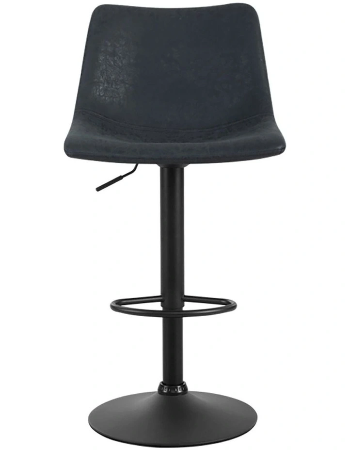 Vintage Leather Kitchen Bar Stools in Black