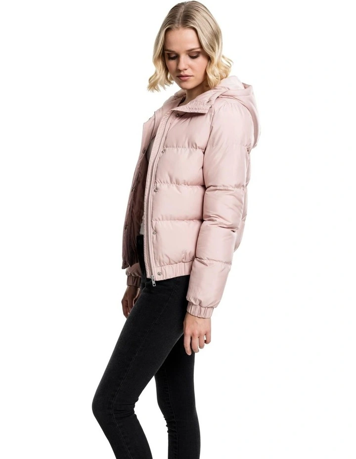 Hooded Puffer Active Jacket In Light Rose