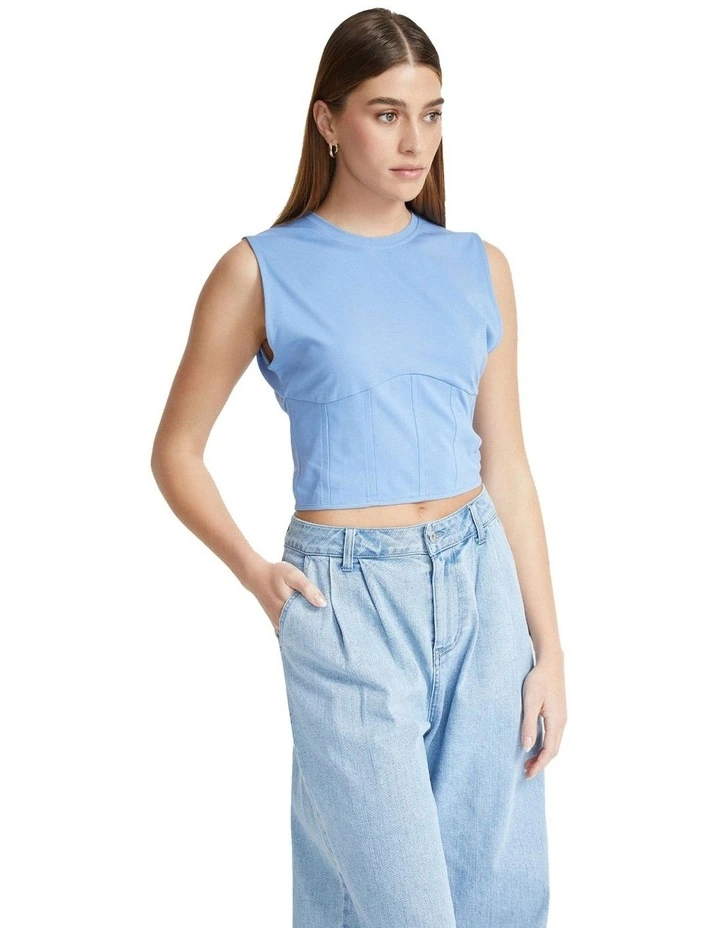Corrie Corset Detail Top in Blue