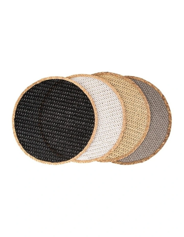 Table Accents Round Placemat 38cm in Black/Natural