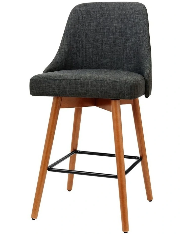 2X Wooden Bar Stools Swivel Bar Stool
