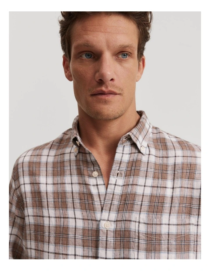 Regular Fit Check Shirt in Brown
