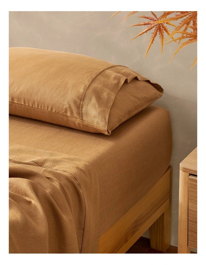 Vintage Washed Hemp Linen Sheet Set in Rust