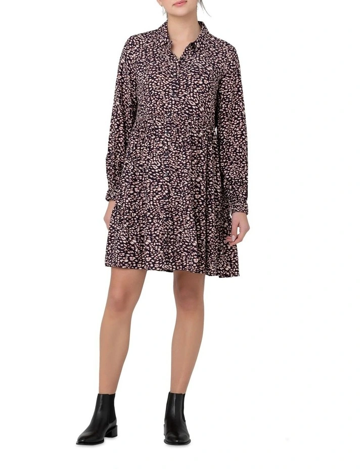 Leah Button Through Dress in Midnight