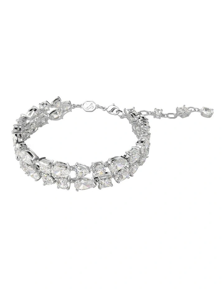 Mesmera Mixed Cuts Rhodium Plated Bracelet in White