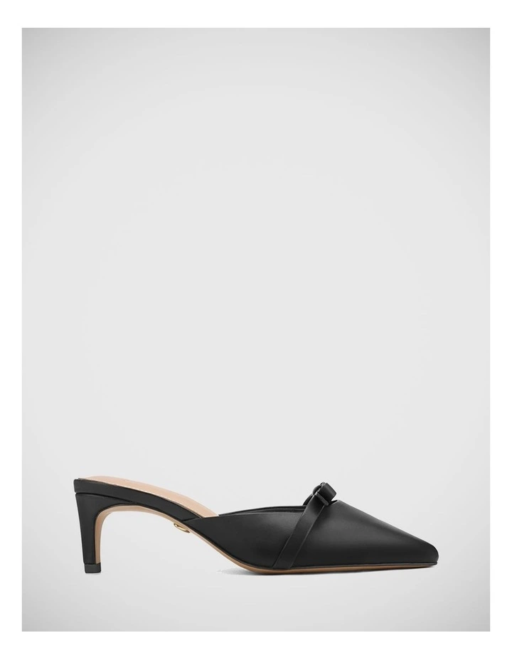 Joya Leather Kitten Heel Mule in Black