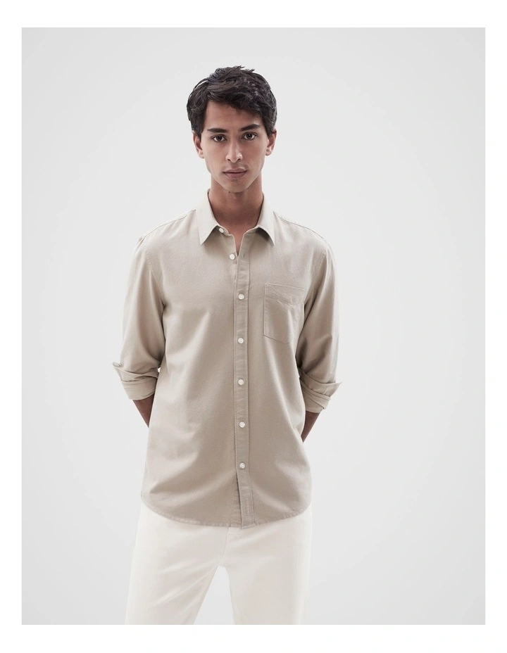 Oxford Regular Fit Shirt in Taupe