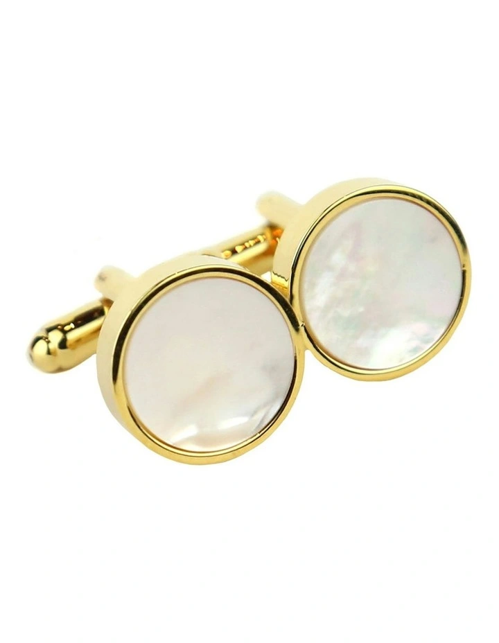 MOP Round Cufflink in Gold
