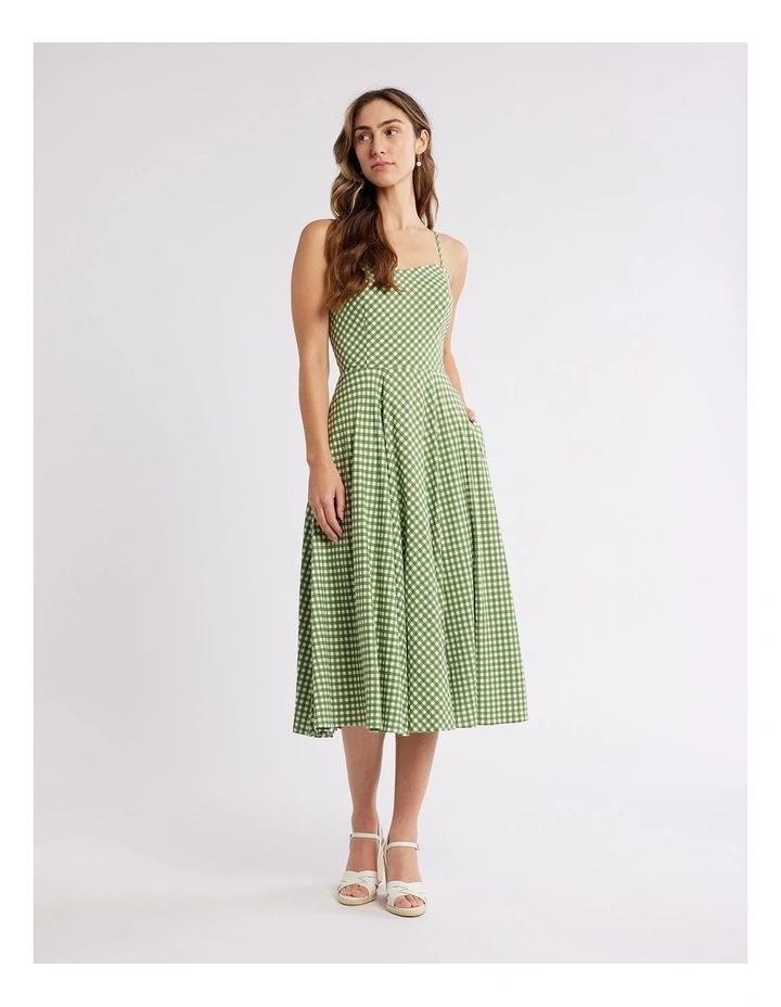 Pretty In Plaid Dress in Green/Ivory