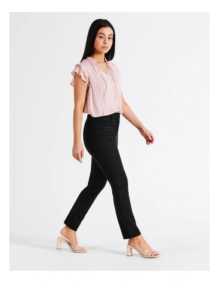 Helena High Rise Full Length Organic Blend Cotton Sateen Pants in Black