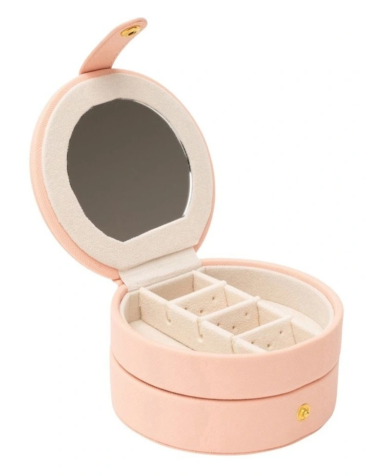 Round Double Layer Jewellery Case in Pink