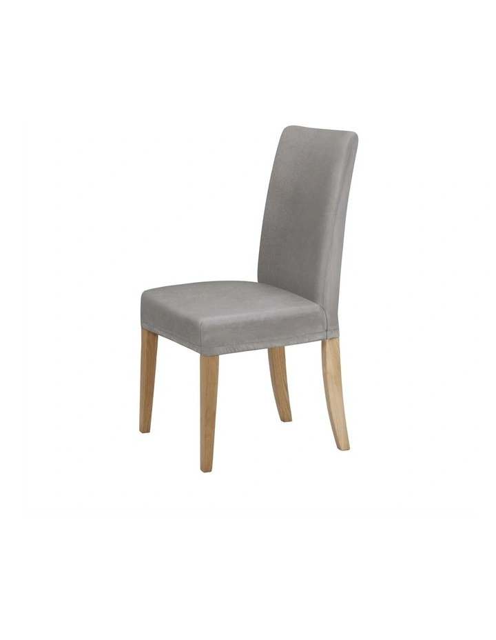 Premium Faux Suede Dining Chair Cover 6-Pack in Silver