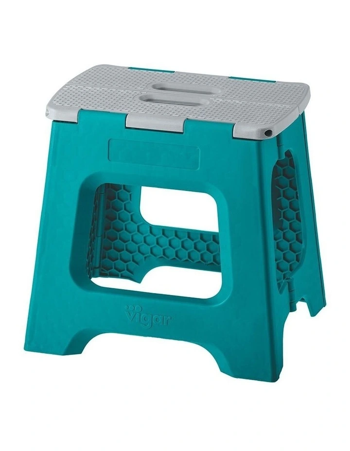 Vigar Compact Foldable Plastic Step Stool in Turquoise