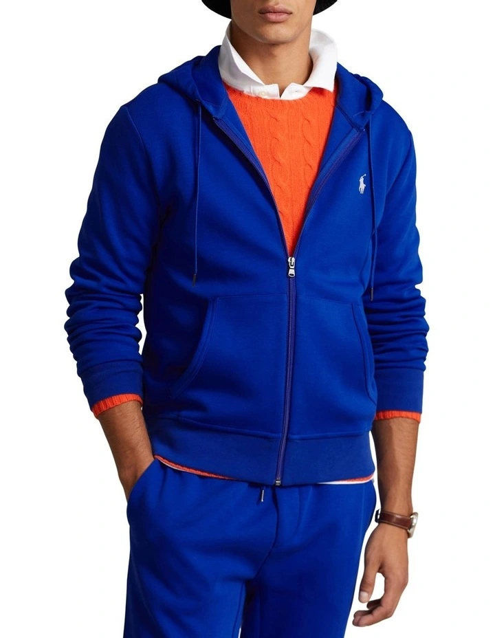 Double-Knit Full-Zip Hoodie in Blue
