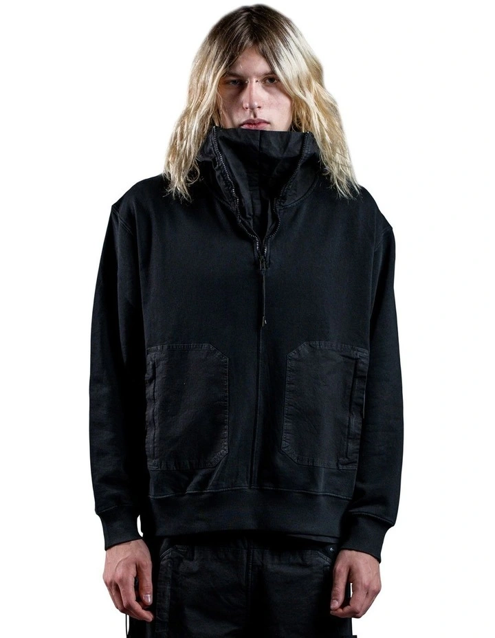 Fragment Pocket Hoodie in Onyx Black