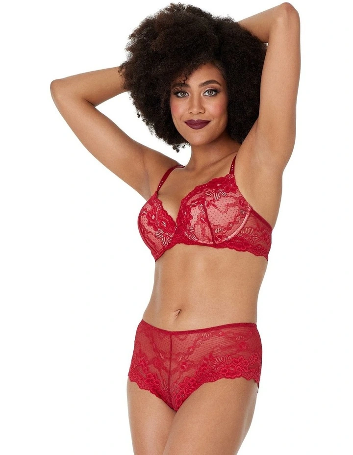 My Fit Lace 200% Boost Push Up Plunge Bra in Jester Red
