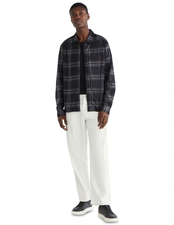 Twill Graphic Check Long Sleeve Shirt in Black