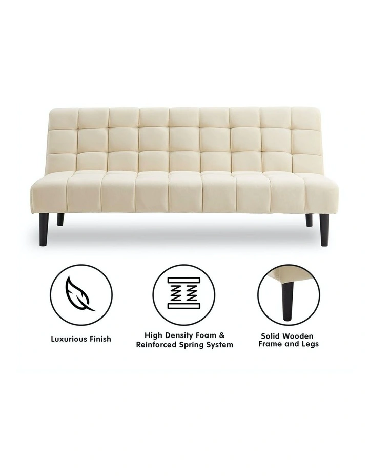 Faux Suede Fabric Sofa Bed Beige