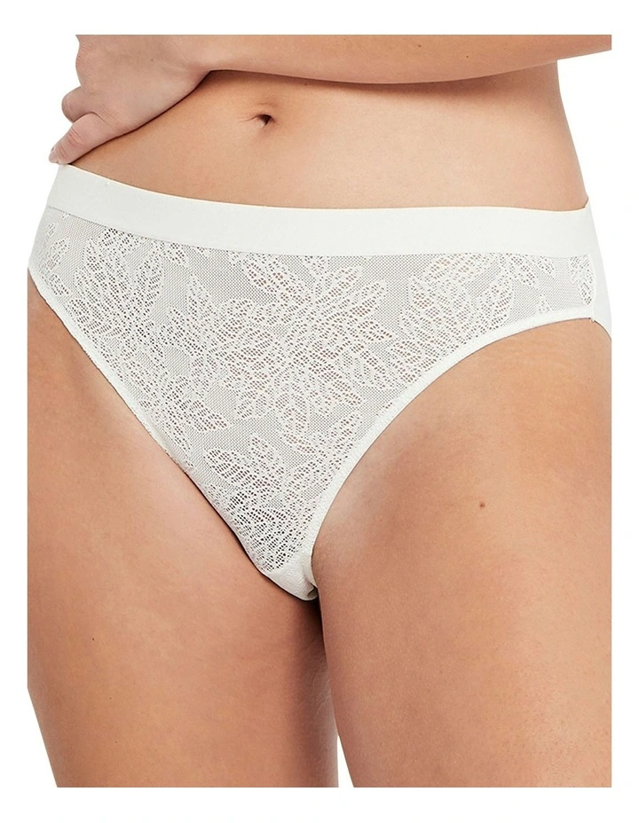 Joline High Leg Lace Front High Waist Brief in Chalk