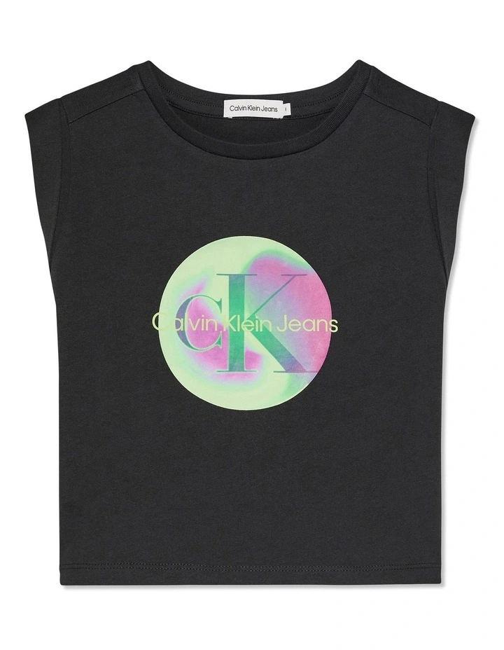 Pixel All-Over Print Graphic Short Sleeve T-shirt in Black