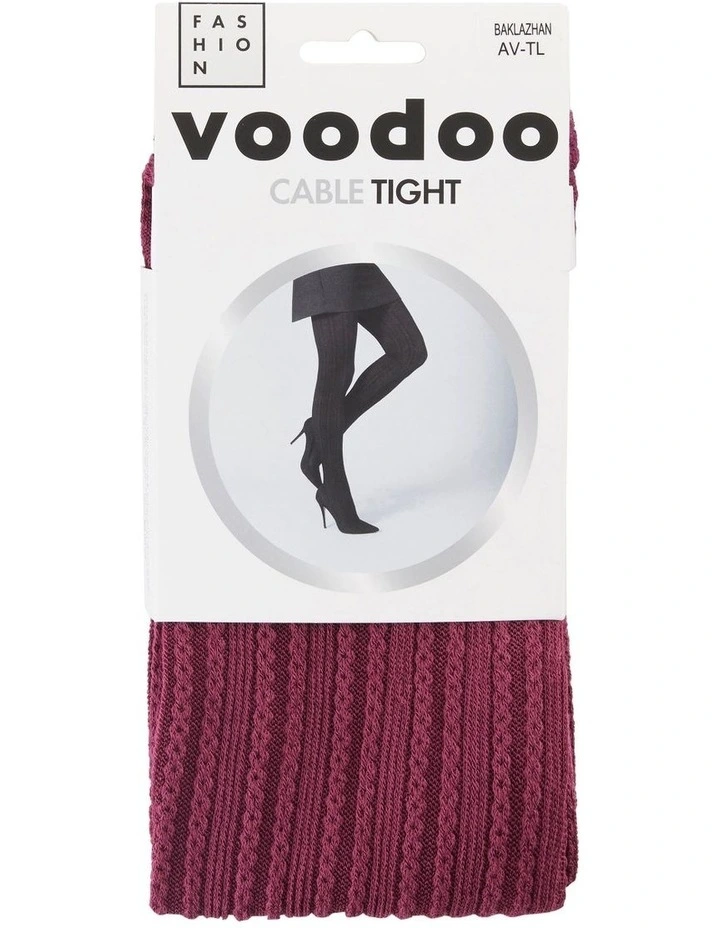 Cable Tights in Baklazhan