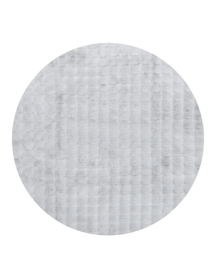 Bubble Round Machine Washable Rug in Silver