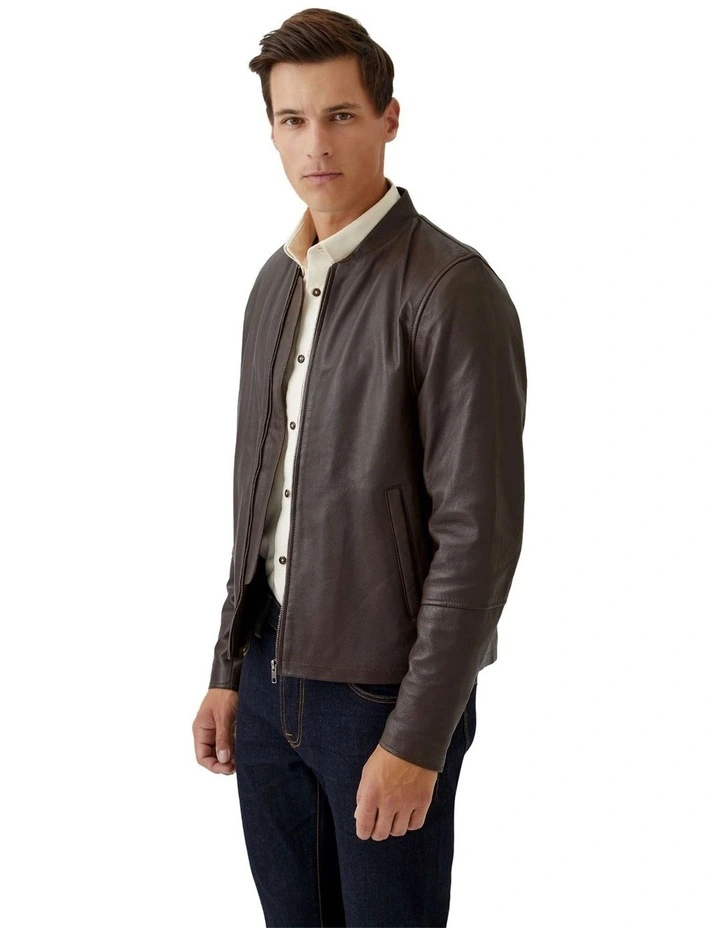Noah Leather Jacket in Brown