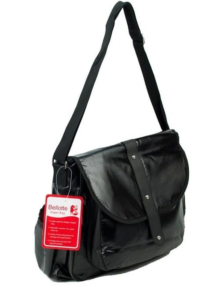 Satchel Nappy Bag Shiny Black
