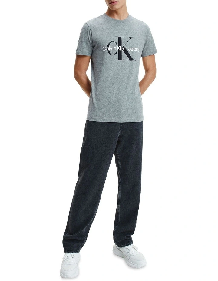 Core Monogram Slim Tee in Mid Grey Heather