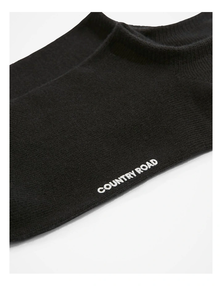 Australian Cotton Blend Sneaker Sock in Black