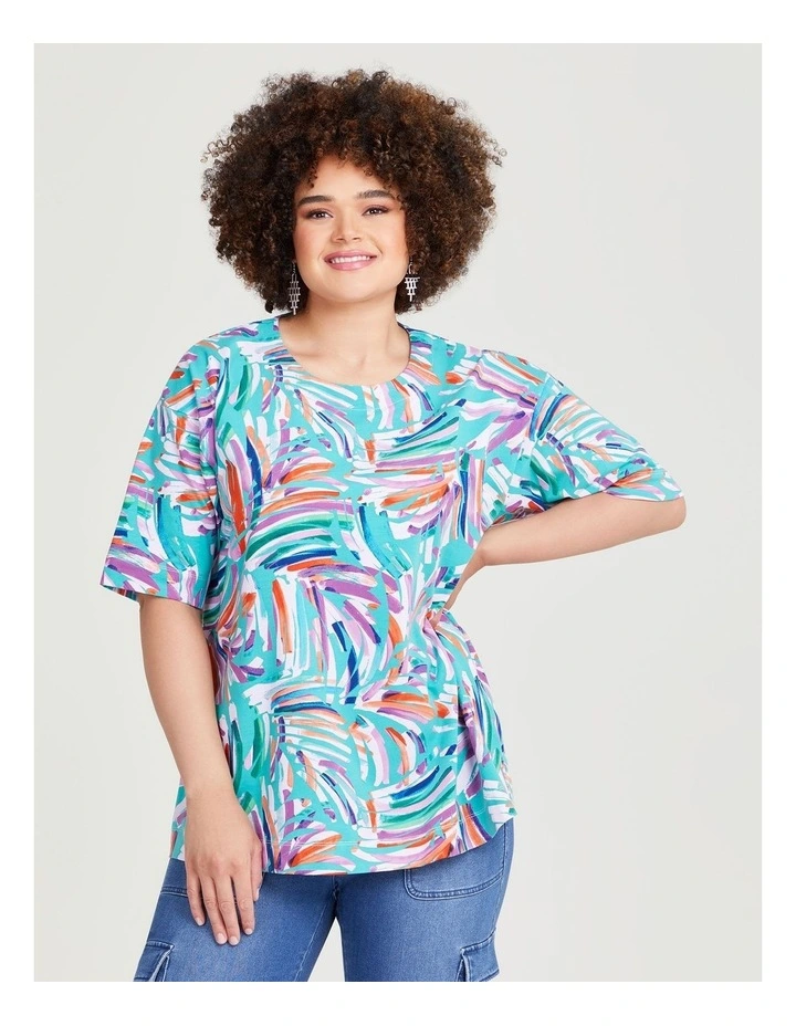 Cotton Brushstroke Top in Print