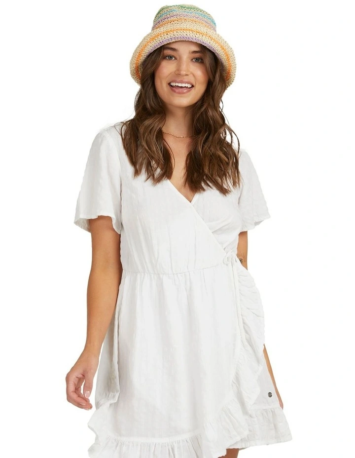 Zenith Wrap Texture Dress in White