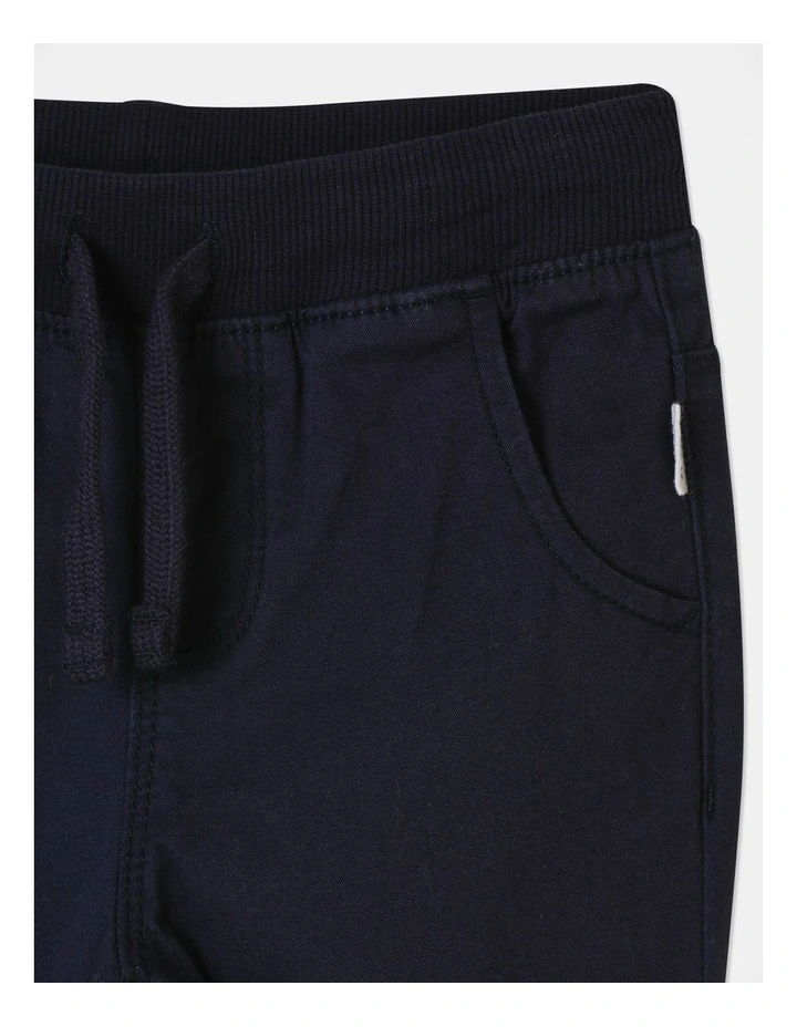Rib Cuff Waist Chino Pant in Navy
