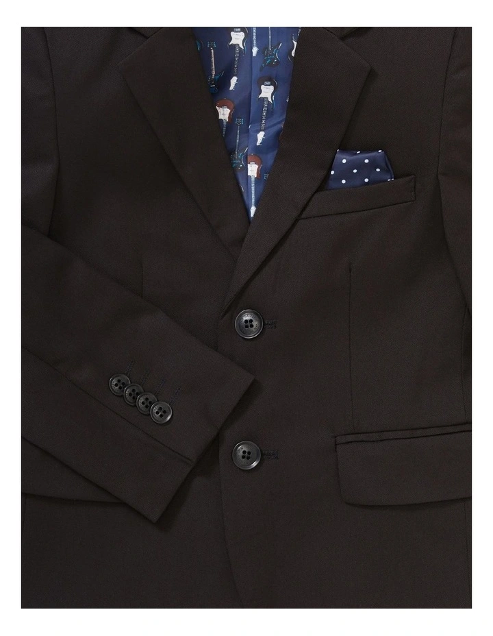 Junior Fit Plain Stretch Twill Suit Jacket in Black