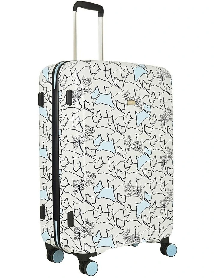Textured Dog 4 Wheel Large Suitcase in Pale Blue