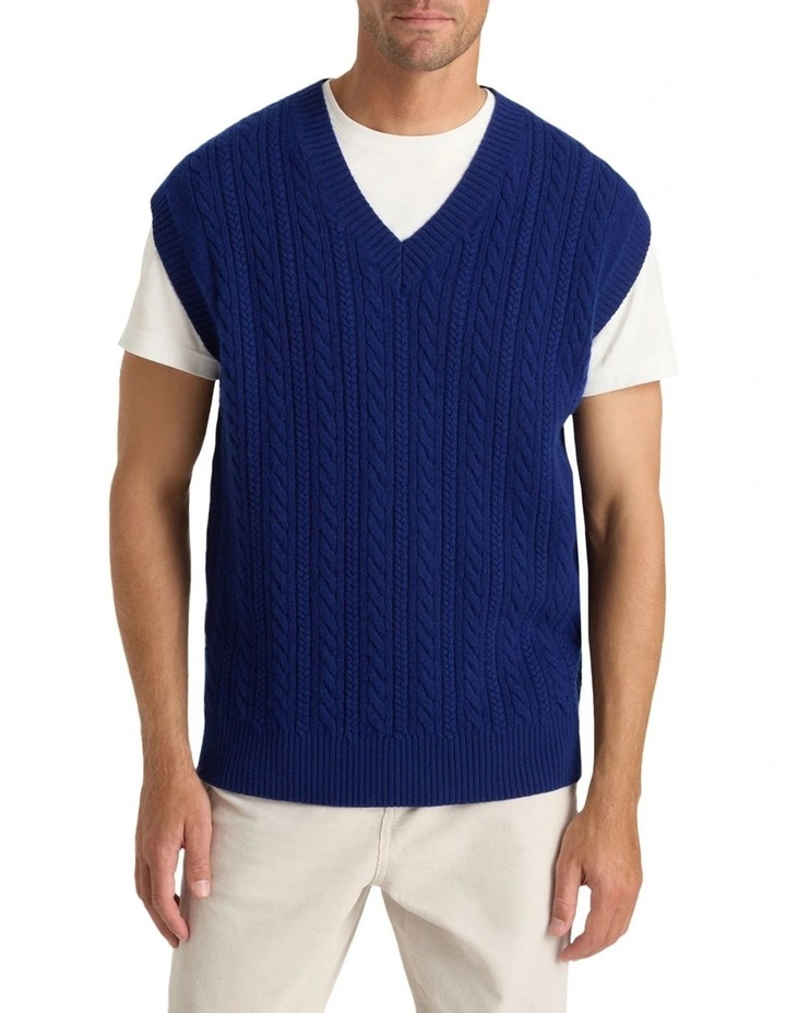 Webb Cable Vest in Royal Blue