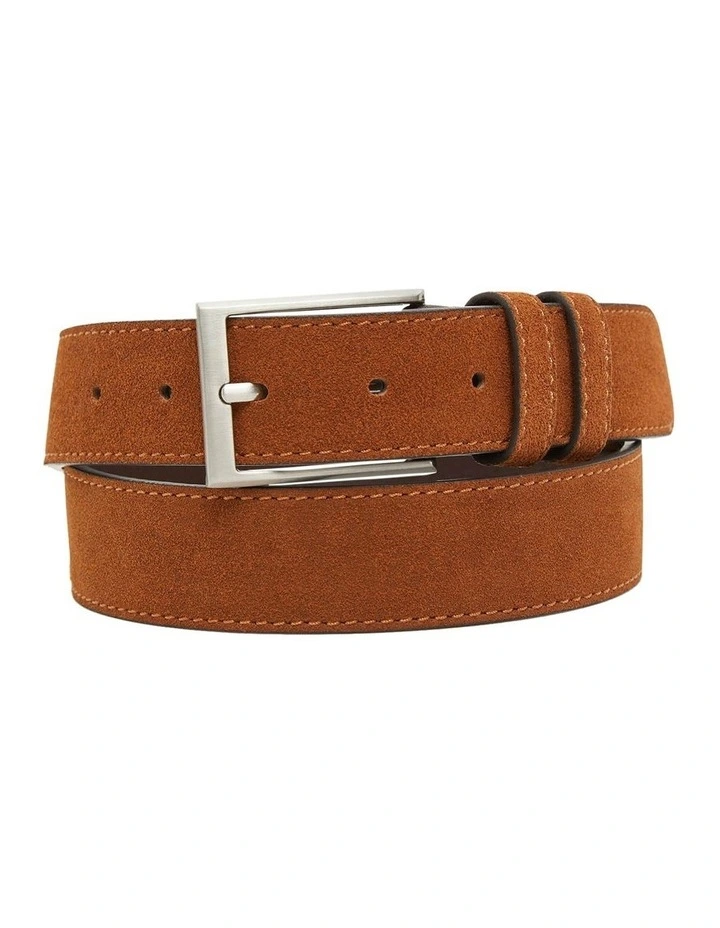 Luther Suede Leather Belt in Tobacco