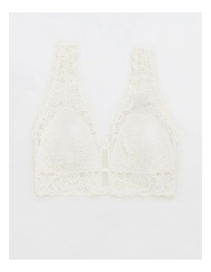 Eyelash Lace Padded Plunge Bralette in Soft Muslin