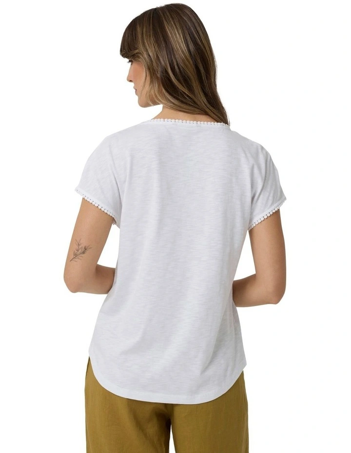 Embroidered Tee in White
