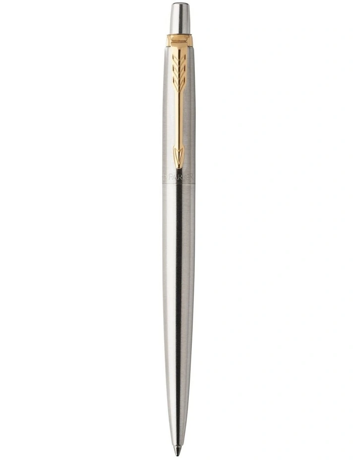 Parker Jotter Ballpoint Pen Stainless Steel Gold Trim