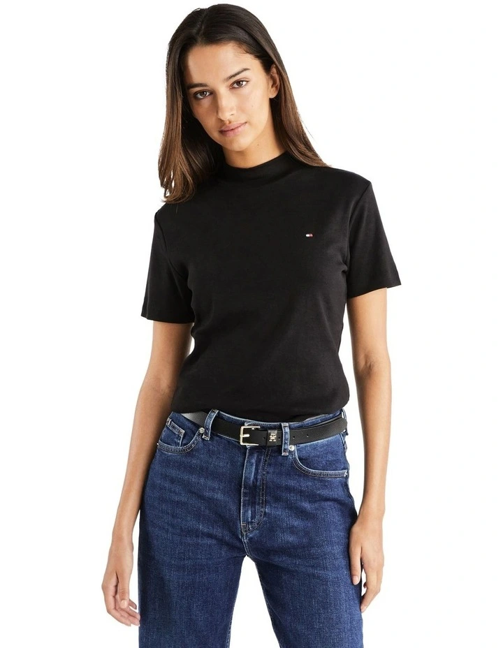 New Cody Slim Crop Mock Neck in Black