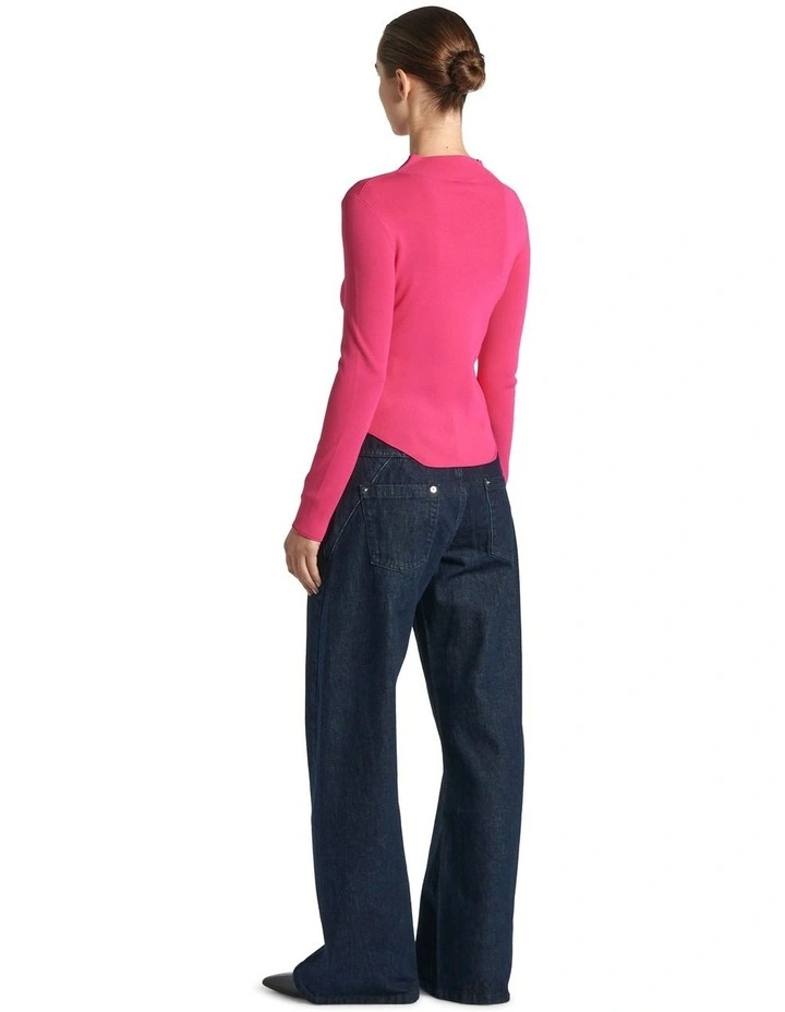 Corset Hem Knit in Hot Pink